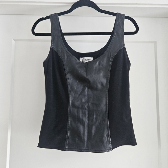 Joseph Ribkoff Tops - Joseph Ribkoff Black Faux Leather Panel Tank Top